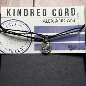Alex and Ani Black Cord Bracelet with Ice Skate Charm